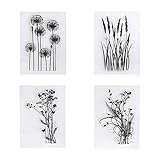 arriettycraft Stempel-Set, Muster: Löwenzahn, Lavendel, Blumen, Blätter, aus Gummi, transparent,...