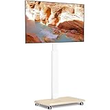 TVON Weiß TV Ständer mit Rollen für 32-65 Zoll Fernseher, Holz TV Standfuss Mobiler...