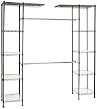 Amazon Basics Ausziehbarer Offener Kleiderschrank mit 10 Höhenverstellbaren Einlegeböden -...