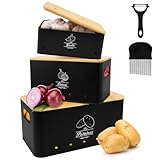 Fyeme 3 Stück Kartoffel Aufbewahrungsbox Carbonstahl Zwiebel Aufbewahrung mit Belüftungslöchern...