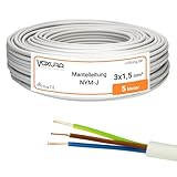 NYM-J 3x1,5 mm² 5m Ring Mantelleitung Installationskabel Stromkabel Feuchtraumkabel Kupfer