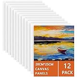 Leinwand zum Bemalen Aus 100% Baumwolle (12 Stück) – 20 x 25 cm, Vorgespannte Weiße Künstler...