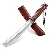 Jagdmesser Outdoor Messer, Tanto Messer Japan Feststehendes, Bushcraft Messer Survival Messer mit D2...