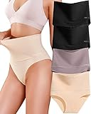 FINETOO 4er Pack Bauchweg Unterhose Damen High Waist Slip Seamless Slips Hohe Taille Unterwäsche...