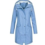 Generisch regenjacke damen wasserdicht lang Damen Langer Wasserdichte Winddichte Jacke Leicht...