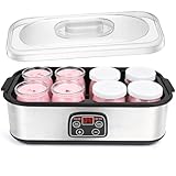Dreamhigh® Elektrische Joghurtbereiter, Griechische Joghurtmaschine mit 8 Glasbehälter à 180 ml,...