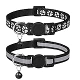 Taglory Reflektierend Katzenhalsband mit Sicherheitsverschluss und Glöckchen, 2-Stück Verstellbar...