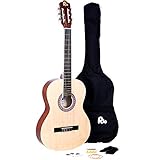 RayGar Akustikgitarrenset (4/4-Größe, mit Nylonsaiten, inkl. Tasche, Gurt, Plektrum, Stimmpfeifen...