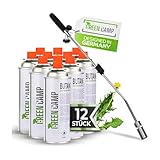 Green Camp® Unkrautvernichter inkl. 12 Gaskartuschen - stabiler Unkrautbrenner mit Piezozündung...