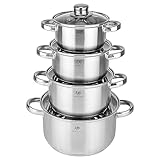 KARL HAUSMANN Topfset Induktion Edelstahl 4-Teilig - Kochtöpfe für Alle Herdarten - Kochtopf Set...