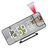 Zerodeko Multifunktionaler Projektionswecker mit LED Digitaler Tischuhr und Spiegel Tragbarer...