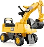 DREAMADE Sitzbagger, Bagger mit Lenkbarer Schaufel & Hupe, Rutschauto mit Stauraum unter Sitz,...