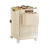 Weqizuerqi Rolling Laundry Basket, Laundry Bin Clothes Basket with Wheels, Foldable Clothing...