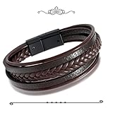 Peysaitr Geflochtenes Lederarmband Herren, Wickelarmband mit Magnet Verschluss, Lederarmband Herren...