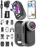 NNYYMH Mini Action Cam 4K NEU Upgraded, Body Cam mit 64GB SD Karte, Wasserdicht 30M, 180 Min...