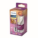 Philips LED Classic E27 Filament Lampe Warm Glow (60 W), dimmbare LED Lampe mit warmweißem Licht,...