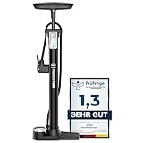 DANSI Fahrradpumpe I Standluftpumpe passend für alle gängigen Ventile inklusive Manometer &...