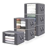 6 Stück 90L Aufbewahrungstasche, Aufbewahrungsbox mit Deckel, Kleider Aufbewahrung Umzugskartons,...