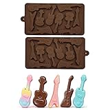 SEABABOO Silikonform Gitarren Schokoladen Figuren, 10 Löcher 3D Musikinstrument Fondantform Silikon...