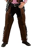 O7352-52-54 braun Herren Cowboy Chaps Wildlederimitat Gr.52-54