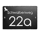 Schiefer Hausnummer & Straße Namen Wunsch-Gravur 30x20 cm Namensschild Schild