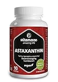 Astaxanthin Kapseln hochdosiert & vegan, 4 mg natürliches Astaxanthin Pulver aus der Blutregenalge,...