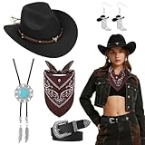 Saier tbo 5 Stück Western Cowgirlhut Set für Damen, Cowgirl Kostüm Accessoire Set mit Hut...