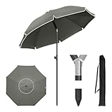 WOLTU Sonnenschirm Balkon φ155cm, UV-Schutz Strandschirm UPF 50+, Höhenverstellbar und Knickbar,...
