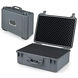 GYMAX Kamerakoffer, wasserdichter & staubdichter Waffenkoffer mit Rasterschaumstoff,...