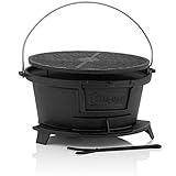 BBQ-Toro Gusseisen Grilltopf mit Grillrost | (B) 32 x (T) 33 x (H) 18 cm | Hibachi Style Grill mit...