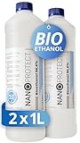Nanoprotect Bioethanol 96,6% | 2 x 1 Liter | Flüssiger Ethanol Brennstoff für Indoor Kamin und...