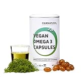 FAIRNATURAL® Omega 3 Kapseln Vegan Hochdosiert [60 STÜCK] - Premium Algenölkapseln - 403mg DHA &...