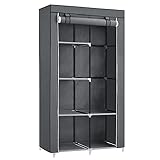 SONGMICS Kleiderschrank, Stoffschrank, 6 Ablagen, Verschiedene Aufbaumöglichkeiten, 88 x 45 x 168...