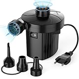 Elektrische Luftpumpe, Luftpumpe luftmatratze mit 3 Luftdüse, 2 in 1 Inflate und Deflate...