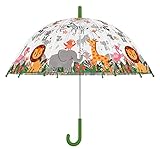 Esschert Design Regenschirm für Kinder, transparent, Dschungel, mehrfarbig, Medium, Mehrfarbig,...