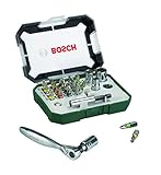 Bosch 26tlg. Schrauberbit- und Ratschen-Set (Extra harte Qualität, mit Adapter, Universalhalter,...