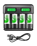 EBL Akku ladegerät inkl. 4X C 5000mAh für AA AAA C D NI-MH Akkus Type C Input Schnell ladegerät,...