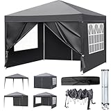LEADZM Pavillon 3x3m,Pop-up Faltpavillon,Wasserdichter,Winterfest,Höhenverstellbar,UV Schutz...