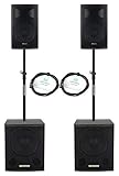Pronomic Powerstage Economy 1510 2.2 - aktives PA-Set mit 2X 15-Subwoofer und 2X 10-Satelliten - 800...