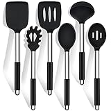 Küchenhelfer Set, HaWare 6 Stück Silikon Küchenutensilien Kochlöffel Set mit Edelstahlgriff,...