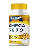 VITAL PRIME Omega 3 6 7 9 2800MG 90 Perlen Angereichert mit Leinöl, Nachtkerzenöl, Olivenöl,...
