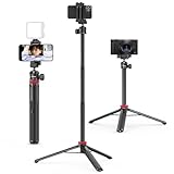 ULANZI MT-44 Handy Kamera Stativ 147cm 2in1 Selfie Stick Fernbedienung, 360° Kugelkopf, Cold Shoe...
