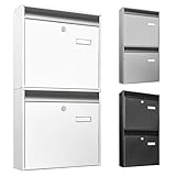 banjado Burg-Wächter Briefkastenanlage - Briefkasten 2 Parteien Weiß - Doppelbriefkasten -...