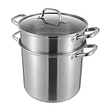 8 Liter Kochtopf aus Edelstahl, Fleischtopf Induktion mit Glasdeckel, XXL Suppentopf, Großraumtopf,...