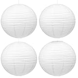 BieMian 4 STK 30cm Lampenschirm Papier Lampenschirm Rund Weiß Papier Laternen, Papierlampenschirm...