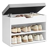 VASAGLE Schuhbank, Sitzbank, Schuhregal mit gepolstertem Kissen, Schuhorganizer mit 3 Ebenen, 30 x...