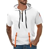 Kapuzenpullover mit 1/4-Reißverschluss für Herren, kurzärmelig, Netz-Kordelzug, Kapuze mit...