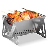 CLOPAE Camping Grill Klappgrill, Holzkohlegrill Picknickgrill Edelstahl Portable Campinggrill...