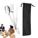 Reisebesteck-Set – Tragbares Besteck-Set – Edelstahl tragbares Besteck wiederverwendbar –...