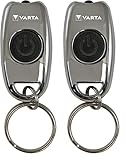 Varta Taschenlampe LED inkl. 2x CR2016 Batterien, Metal Key Chain Light, Taschenleuchte mit...